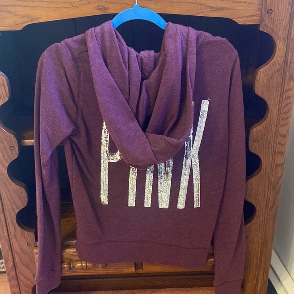 VS PINK Sequin Zippered Hoodie sz Small - Picture 5 of 7
